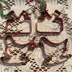 Vintage Red Metal Cookie Cutter Ornament Lot!